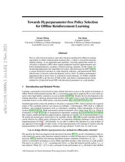 Towards Hyperparameter-free Policy Selection for Offline Reinforcement
  Learning