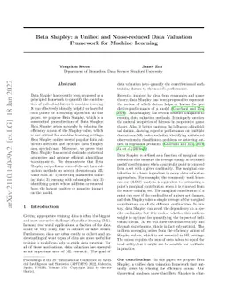 Beta Shapley: a Unified and Noise-reduced Data Valuation Framework for
  Machine Learning