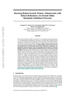 Drawing Robust Scratch Tickets: Subnetworks with Inborn Robustness Are Found within Randomly Initialized Networks
