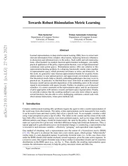 Towards Robust Bisimulation Metric Learning