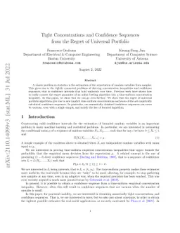 Tight Concentrations and Confidence Sequences from the Regret of
  Universal Portfolio
