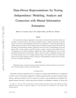 Data-Driven Representations for Testing Independence: Modeling, Analysis
  and Connection with Mutual Information Estimation