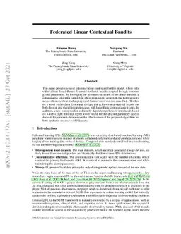 Federated Linear Contextual Bandits
