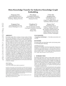 Meta-Knowledge Transfer for Inductive Knowledge Graph Embedding