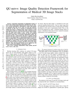 QU-net++: Image Quality Detection Framework for Segmentation of Medical
  3D Image Stacks