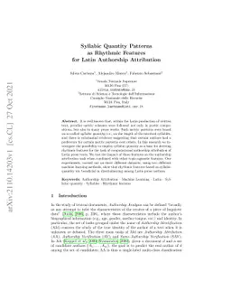 Syllabic Quantity Patterns as Rhythmic Features for Latin Authorship
  Attribution