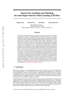 Neural View Synthesis and Matching for Semi-Supervised Few-Shot Learning
  of 3D Pose