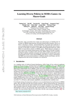 Learning Diverse Policies in MOBA Games via Macro-Goals