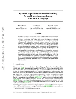 Dynamic population-based meta-learning for multi-agent communication
  with natural language