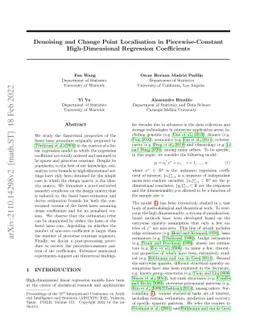 Denoising and change point localisation in piecewise-constant
  high-dimensional regression coefficients