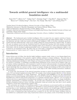 Towards artificial general intelligence via a multimodal foundation
  model