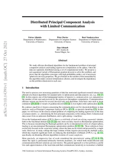 Distributed Principal Component Analysis with Limited Communication