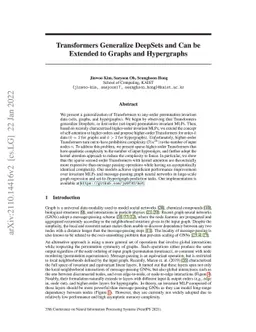 Transformers Generalize DeepSets and Can be Extended to Graphs and
  Hypergraphs