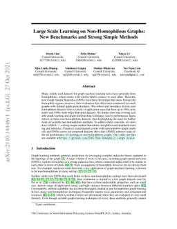 Large Scale Learning on Non-Homophilous Graphs: New Benchmarks and
  Strong Simple Methods