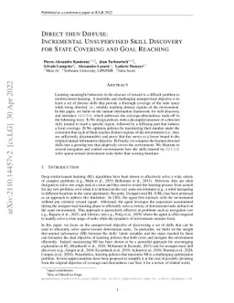 Direct then Diffuse: Incremental Unsupervised Skill Discovery for State
  Covering and Goal Reaching