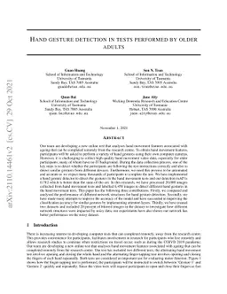 Hand gesture detection in tests performed by older adults