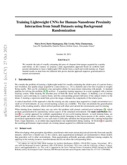 Training Lightweight CNNs for Human-Nanodrone Proximity Interaction from
  Small Datasets using Background Randomization