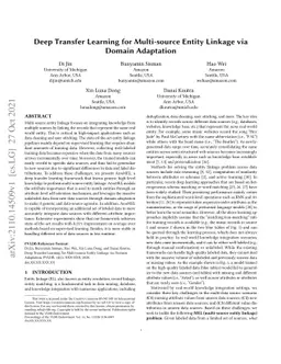 Deep Transfer Learning for Multi-source Entity Linkage via Domain
  Adaptation