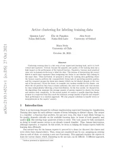 Active clustering for labeling training data