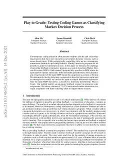 Play to Grade: Testing Coding Games as Classifying Markov Decision
  Process