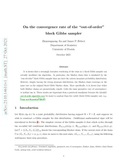 On the convergence rate of the "out-of-order" block Gibbs sampler