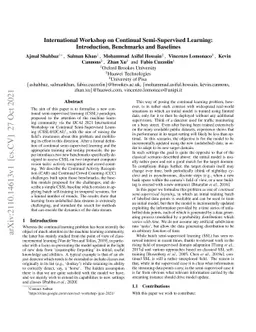 International Workshop on Continual Semi-Supervised Learning:
  Introduction, Benchmarks and Baselines