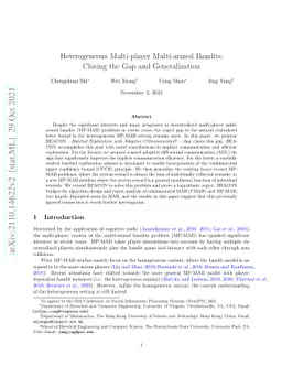 Heterogeneous Multi-player Multi-armed Bandits: Closing the Gap and
  Generalization