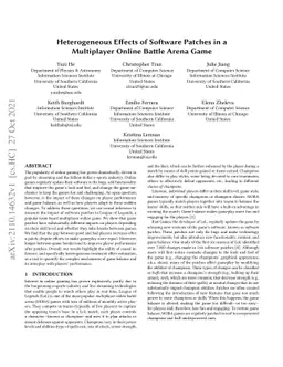Heterogeneous Effects of Software Patches in a Multiplayer Online Battle
  Arena Game