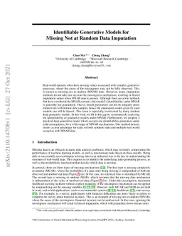 Identifiable Generative Models for Missing Not at Random Data Imputation