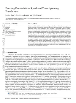 Detecting Dementia from Speech and Transcripts using Transformers