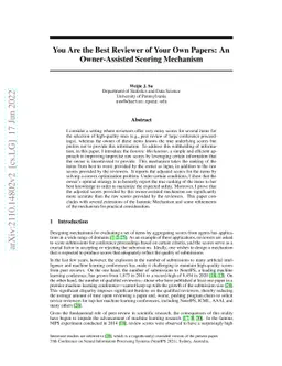 You Are the Best Reviewer of Your Own Papers: An Owner-Assisted Scoring
  Mechanism