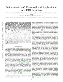 Differentiable NAS Framework and Application to Ads CTR Prediction