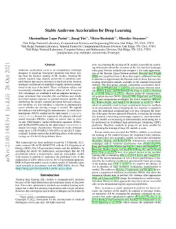 Stable Anderson Acceleration for Deep Learning