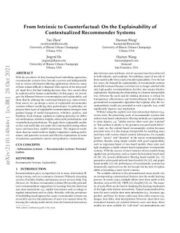 From Intrinsic to Counterfactual: On the Explainability of
  Contextualized Recommender Systems