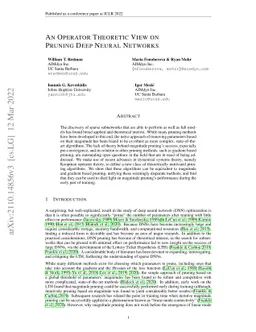 An Operator Theoretic View on Pruning Deep Neural Networks