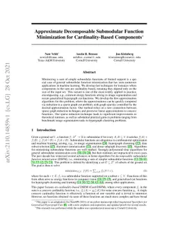 Approximate Decomposable Submodular Function Minimization for
  Cardinality-Based Components