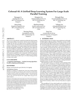 Colossal-AI: A Unified Deep Learning System For Large-Scale Parallel
  Training