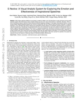 E-ffective: A Visual Analytic System for Exploring the Emotion and
  Effectiveness of Inspirational Speeches