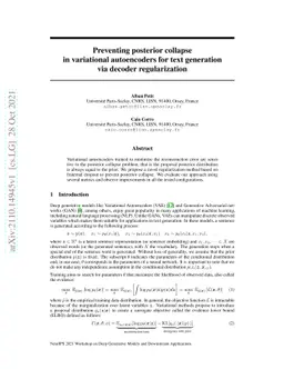 Preventing posterior collapse in variational autoencoders for text
  generation via decoder regularization