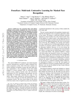 FocusFace: Multi-task Contrastive Learning for Masked Face Recognition