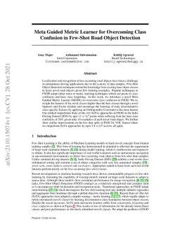 Meta Guided Metric Learner for Overcoming Class Confusion in Few-Shot
  Road Object Detection