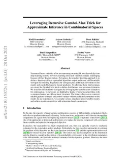 Leveraging Recursive Gumbel-Max Trick for Approximate Inference in
  Combinatorial Spaces