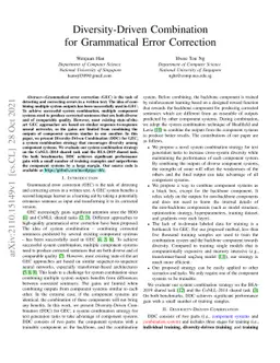 Diversity-Driven Combination for Grammatical Error Correction