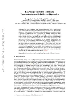 Learning Feasibility to Imitate Demonstrators with Different Dynamics