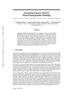 Extracting Expert's Goals by What-if Interpretable Modeling