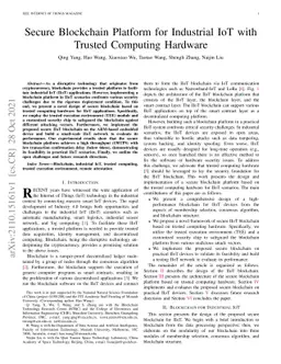 Secure Blockchain Platform for Industrial IoT with Trusted Computing
  Hardware