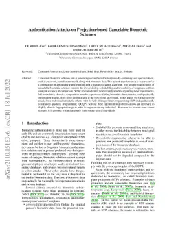 Authentication Attacks on Projection-based Cancelable Biometric Schemes