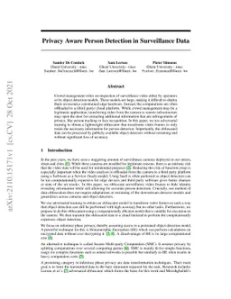 Privacy Aware Person Detection in Surveillance Data
