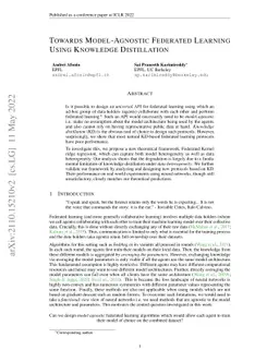 Towards Model Agnostic Federated Learning Using Knowledge Distillation