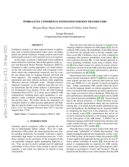 Word-level confidence estimation for RNN transducers